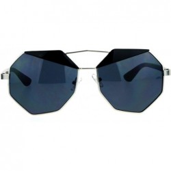 Square Octagon Shape Accent Top Sunglasses Womens Unique Fashion Eyewear - Silver Black (Black) - CQ187C730RZ $9.21