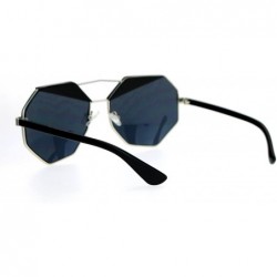 Square Octagon Shape Accent Top Sunglasses Womens Unique Fashion Eyewear - Silver Black (Black) - CQ187C730RZ $9.21