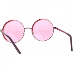 Round Womens Oversize Round Beveled Edge Circle Lens Hippie Sunglasses - Pink - CJ1853QZHL8 $14.08