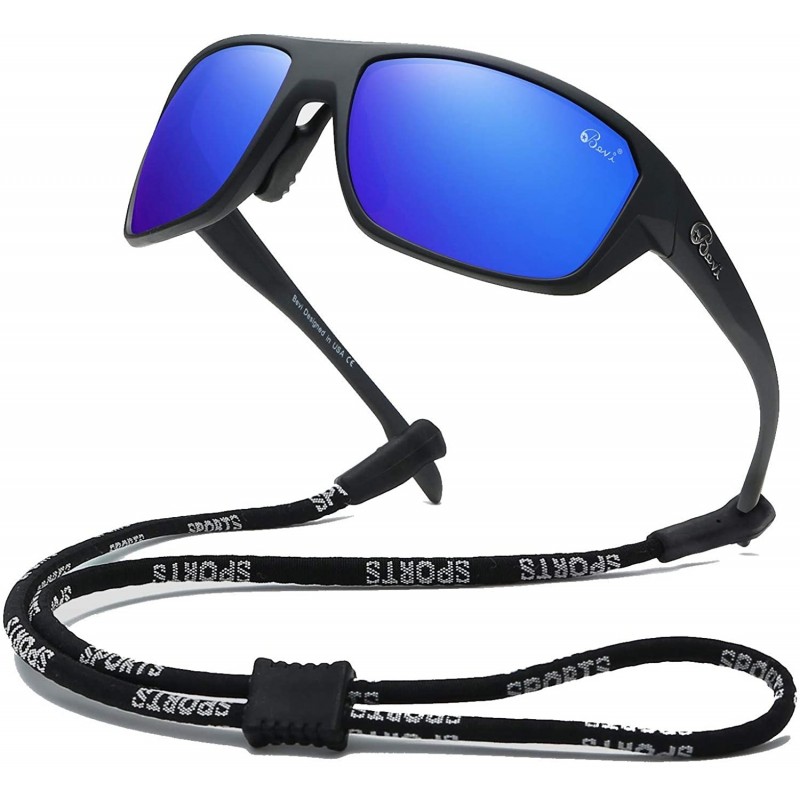 Sport Polarized Sports Sunglasses for Women and Men Driving Shades Cycling Running UV Protection - Dark Blue - C01936EC7UZ $2...