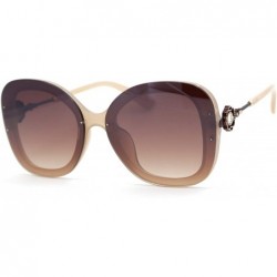 Butterfly Womens Pearl Brooch Jewel Exposed Lens Fashion Sunglasses - Beige Brown - CO18U9EZ3X9 $24.16