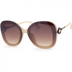 Butterfly Womens Pearl Brooch Jewel Exposed Lens Fashion Sunglasses - Beige Brown - CO18U9EZ3X9 $10.81