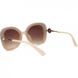 Butterfly Womens Pearl Brooch Jewel Exposed Lens Fashion Sunglasses - Beige Brown - CO18U9EZ3X9 $10.81