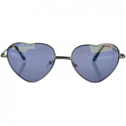Aviator Stylish Heart Shaped Metal Frame Aviator Colored Lens Sunglasses - Silver_frame_purple_lens - CW12MATPHQN $19.81
