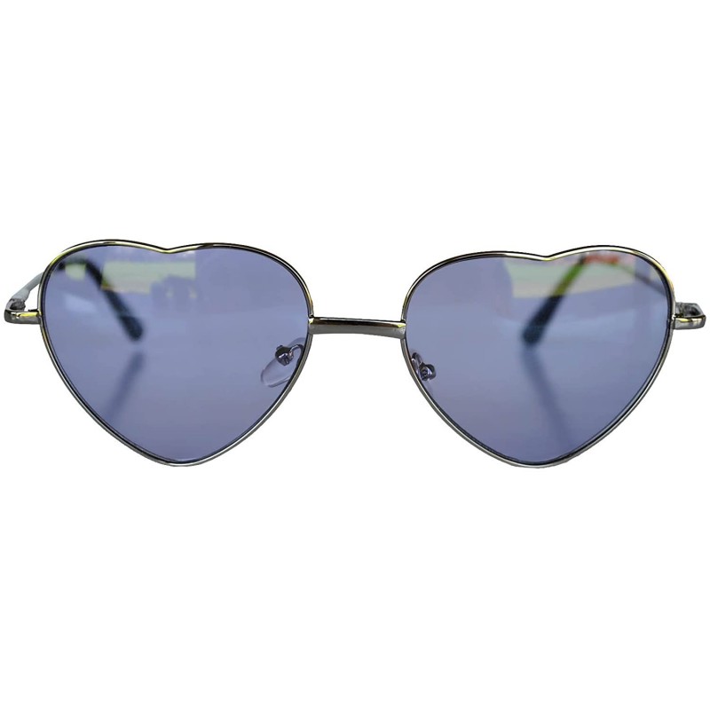 Aviator Stylish Heart Shaped Metal Frame Aviator Colored Lens Sunglasses - Silver_frame_purple_lens - CW12MATPHQN $11.32