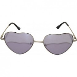Aviator Stylish Heart Shaped Metal Frame Aviator Colored Lens Sunglasses - Silver_frame_purple_lens - CW12MATPHQN $11.32
