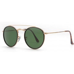 Round Sunglasses Polarized Men Women Sun Glass Lens Mirror Round Double Bridge Eyewear UV400 - Brown Glass - CT18TZIG6ZQ $17.29