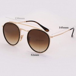 Round Sunglasses Polarized Men Women Sun Glass Lens Mirror Round Double Bridge Eyewear UV400 - Brown Glass - CT18TZIG6ZQ $17.29