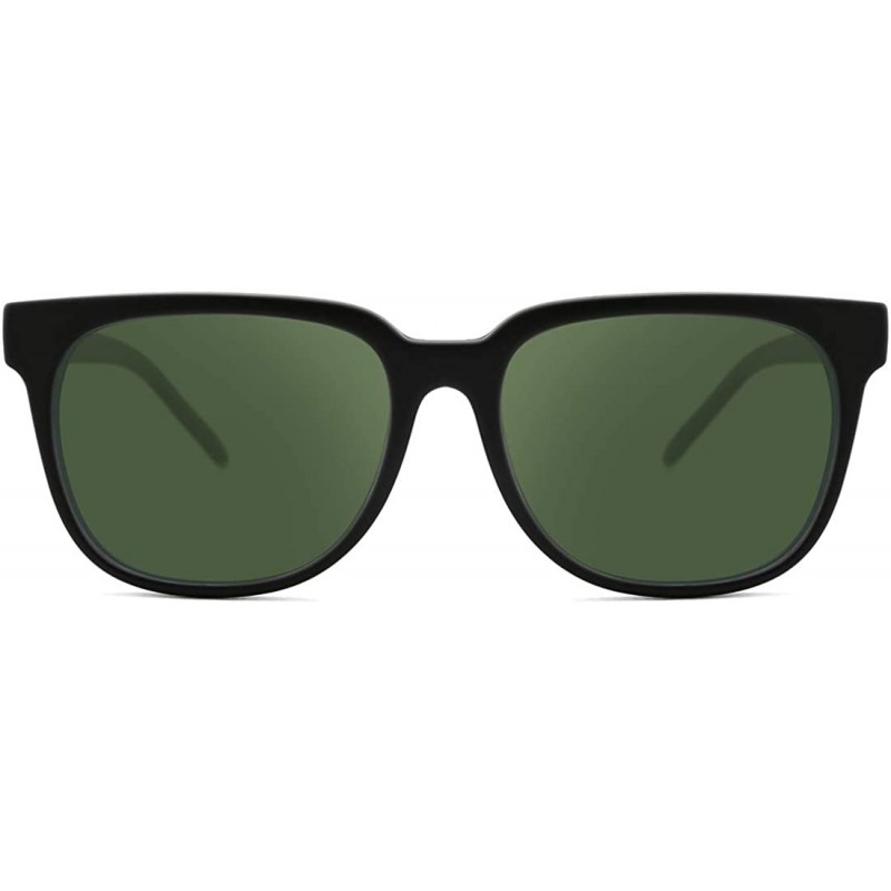 Rectangular Vintage Polarized UV400 Protection Sunglasses for Men Women Retro Frosted Frame - A-black-(dark Green Lens) - CQ1...
