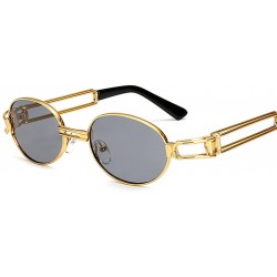 Oval Vintage Oval Sun Glasses Men Metal Frame Sunglasses Women Accessories Summer - Black - C618E4OO585 $9.43
