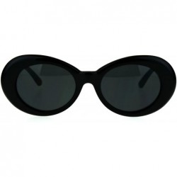 Oval Womens Thick Plastic Mod Oval Shaggy Retro Fashion Sunglasses - All Black - C917AZ58ST6 $10.86