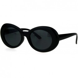 Oval Womens Thick Plastic Mod Oval Shaggy Retro Fashion Sunglasses - All Black - C917AZ58ST6 $10.86