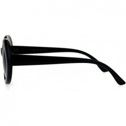 Oval Womens Thick Plastic Mod Oval Shaggy Retro Fashion Sunglasses - All Black - C917AZ58ST6 $10.86