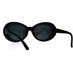 Oval Womens Thick Plastic Mod Oval Shaggy Retro Fashion Sunglasses - All Black - C917AZ58ST6 $10.86