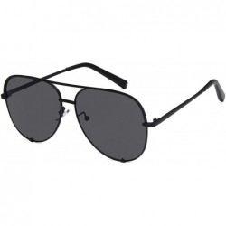 Oversized Aviator Sunglasses for Women Classic Oversized Sun Glasses UV400 Protection - Black/Black - CL18QOMW06H $28.08