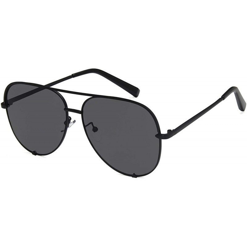 Oversized Aviator Sunglasses for Women Classic Oversized Sun Glasses UV400 Protection - Black/Black - CL18QOMW06H $15.77