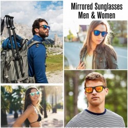 Square Vintage Sunglasses Mirrored Protection Lightweight - Revo Fire Mirrored - C212E5OITV5 $11.03