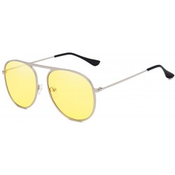 Round Fashion classic round men's and women's sunglasses metal high transparency frame UV400 - Silver-yellow - CO18XRNO2T2 $2...