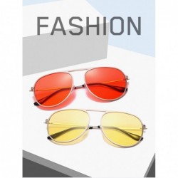 Round Fashion classic round men's and women's sunglasses metal high transparency frame UV400 - Silver-yellow - CO18XRNO2T2 $2...