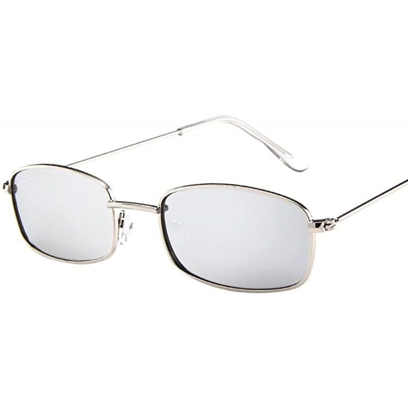 Aviator Vintage Glasses Women Man Square Shades Small Rectangular Frame Sunglasses - G - CS193XHW046 $7.82