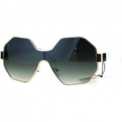 Oversized Womens Fashion Sunglasses Octagon Shape Designer Style Shades UV 400 - White (Green Smoke) - C2187AWZTQK $19.82
