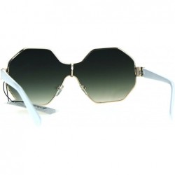 Oversized Womens Fashion Sunglasses Octagon Shape Designer Style Shades UV 400 - White (Green Smoke) - C2187AWZTQK $9.01