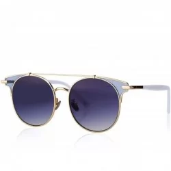 Round Fashion Sunglasses Mirrored Standard Protection - Blue Gradient Lens - C8187ETRO4H $33.76