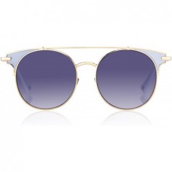 Round Fashion Sunglasses Mirrored Standard Protection - Blue Gradient Lens - C8187ETRO4H $19.80