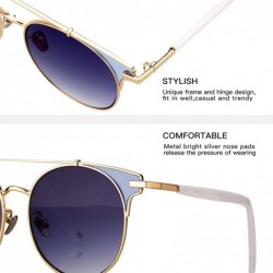 Round Fashion Sunglasses Mirrored Standard Protection - Blue Gradient Lens - C8187ETRO4H $19.80