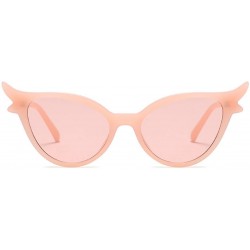 Oval Women Vintage Retro Cat Eye Sunglasses Resin frame Oval Lens Mod Style - Pink - CG18DTO9NAQ $7.52