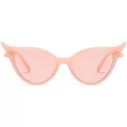 Oval Women Vintage Retro Cat Eye Sunglasses Resin frame Oval Lens Mod Style - Pink - CG18DTO9NAQ $7.52