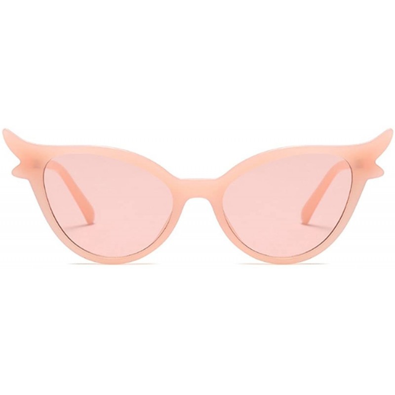 Oval Women Vintage Retro Cat Eye Sunglasses Resin frame Oval Lens Mod Style - Pink - CG18DTO9NAQ $7.52