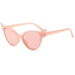 Oval Women Vintage Retro Cat Eye Sunglasses Resin frame Oval Lens Mod Style - Pink - CG18DTO9NAQ $7.52