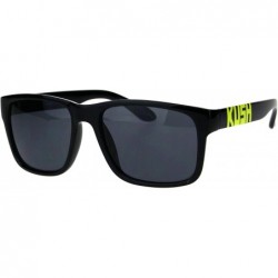 Rectangular KUSH Sunglasses Black Square Rectangular Plastic Frame Unisex Shades - Black Yellow - CK18IY3KZIU $18.46