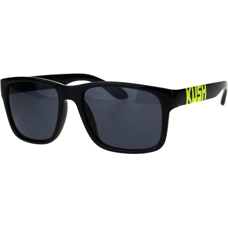 Rectangular KUSH Sunglasses Black Square Rectangular Plastic Frame Unisex Shades - Black Yellow - CK18IY3KZIU $7.98