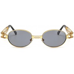 Oval Vintage Oval Sun Glasses Men Metal Frame Sunglasses Women Accessories Summer - Black - C618E4OO585 $9.43