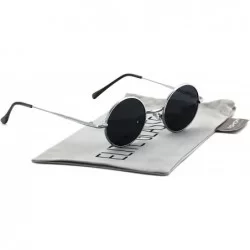 Round John Lennon Hipster Fashion Sunglasses Small Metal Round Circle Elton Style - Silver Black Lens - CJ180NIQM9L $17.58