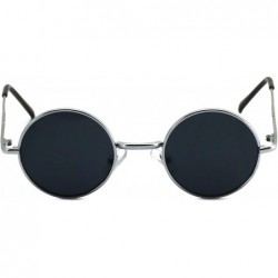 Round John Lennon Hipster Fashion Sunglasses Small Metal Round Circle Elton Style - Silver Black Lens - CJ180NIQM9L $7.40