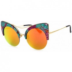 Semi-rimless Cat Eye Sunglasses Retro Eyewear Half frame eyeglasses for Men women - Green Red - CE18EQDZYD7 $20.54