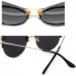 Semi-rimless Cat Eye Sunglasses Retro Eyewear Half frame eyeglasses for Men women - Green Red - CE18EQDZYD7 $12.06