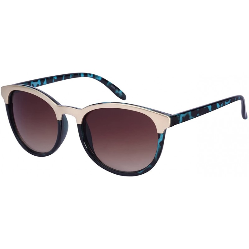 Wayfarer Women's Round Horned Rim Sunglasses with Gradient Lens 32069TT-AP - Blue Demi - C81297ERQQ7 $7.25