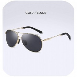 Round New Polarized Men Sunglasses Classic Pilot Driving Sun Glasses Metal Frame Mirror Lens Men/Women - Gold Black - CS197Y6...