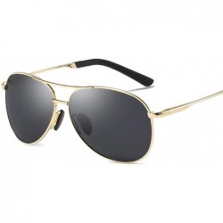 Round New Polarized Men Sunglasses Classic Pilot Driving Sun Glasses Metal Frame Mirror Lens Men/Women - Gold Black - CS197Y6...