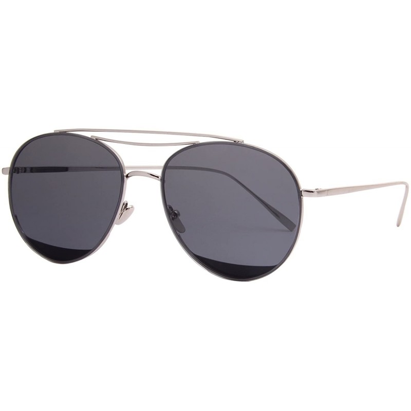 Aviator Classic Metal Frame Flat Lens Aviator Sunglasses LS5091Z - Gray - CW182EH9970 $12.78