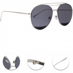 Aviator Classic Metal Frame Flat Lens Aviator Sunglasses LS5091Z - Gray - CW182EH9970 $12.78