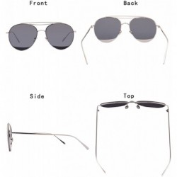 Aviator Classic Metal Frame Flat Lens Aviator Sunglasses LS5091Z - Gray - CW182EH9970 $12.78