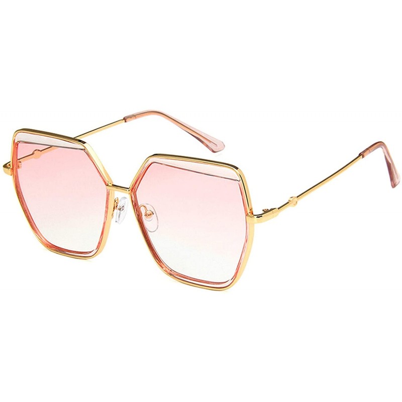 Oversized Vintage style Irregular Sunglasses for Men or Women metal PC UV400 Sunglasses - Pink - CY18SARA5E3 $23.87