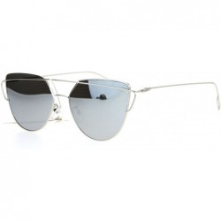 Wayfarer Wire Metal Flat Top Rim Futuristic Unique Horn Rim Sunglasses - Silver Mirror - CZ12DA4L19R $15.65