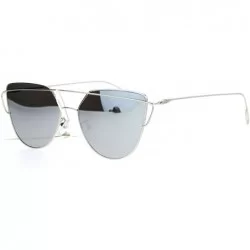 Wayfarer Wire Metal Flat Top Rim Futuristic Unique Horn Rim Sunglasses - Silver Mirror - CZ12DA4L19R $24.27