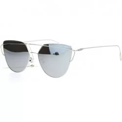 Wayfarer Wire Metal Flat Top Rim Futuristic Unique Horn Rim Sunglasses - Silver Mirror - CZ12DA4L19R $15.65